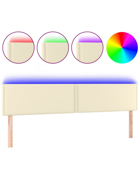 Testiera Crema a LED 160x5x78/88 cm in Similpelle