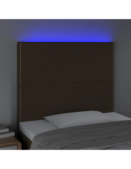 Testiera a LED Marrone Scuro 80x5x118/128 cm in Tessuto