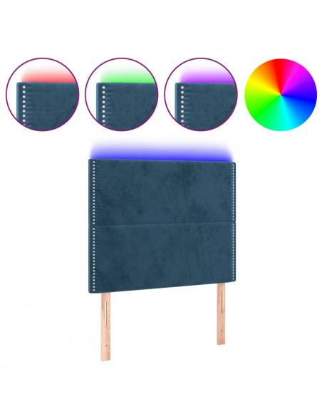 Testiera a LED Blu scuro 80x5x118/128 cm in Velluto