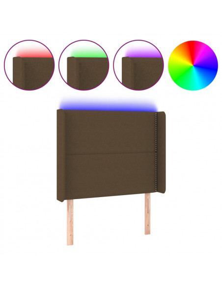 Testiera a LED Marrone Scuro 83x16x118/128 cm in Tessuto