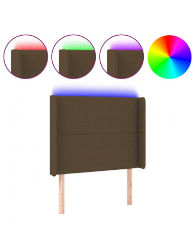 Testiera a LED Marrone Scuro 93x16x118/128 cm in Tessuto