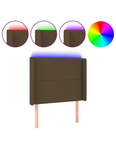 Testiera a LED Marrone Scuro 93x16x118/128 cm in Tessuto