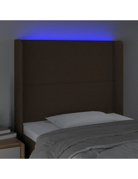 Testiera a LED Marrone Scuro 93x16x118/128 cm in Tessuto