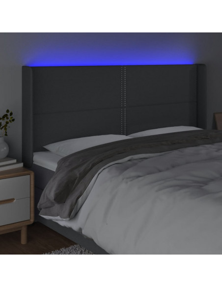 Testiera a LED GrigioScuro 183x16x118/128cm inTessuto