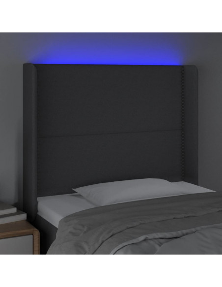 Testiera a LED Grigio Scuro 93x16x118/128 cm in Tessuto