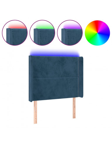 Testiera a LED Blu Scuro 83x16x118/128 cm in Velluto