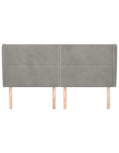 Testiera ad Orecchio Grigio Chiaro 163x23x118/128 cm in Velluto