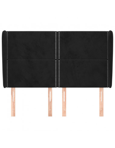 Testiera ad Orecchio Nera 147 x 23 x 118/128 cm in Velluto