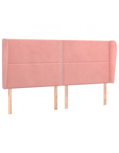 Testiera ad Orecchio Rosa 203x23x118/128 cm in Velluto