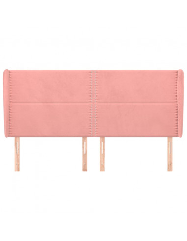 Testiera ad Orecchio Rosa 203x23x118/128 cm in Velluto