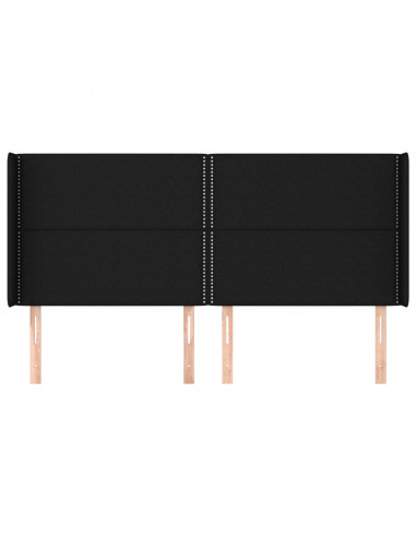 Testiera ad Orecchio Nera 183x16x118/128 cm in Tessuto