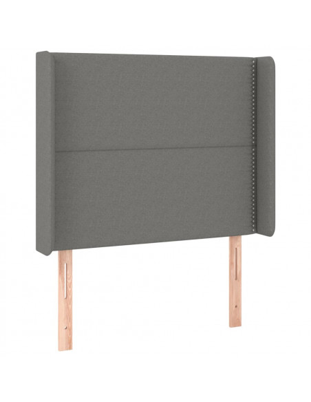 Testiera ad Orecchio Grigio Scuro 93x16x118/128 cm in Tessuto