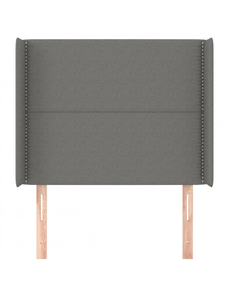 Testiera ad Orecchio Grigio Scuro 93x16x118/128 cm in Tessuto