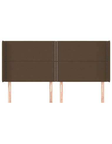 Testiera ad Orecchio Marrone Scuro 163x16x118/128 cm in Tessuto