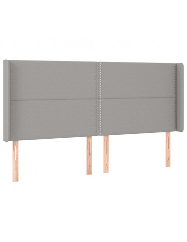 Testiera ad Orecchio Grigio Chiaro 183x16x118/128 cm in Tessuto