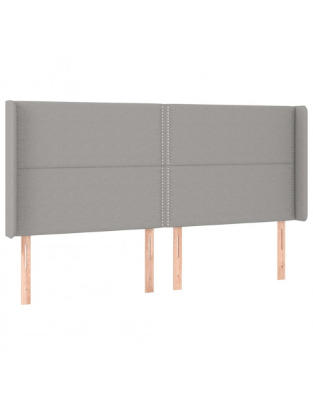 Testiera ad Orecchio Grigio Chiaro 183x16x118/128 cm in Tessuto