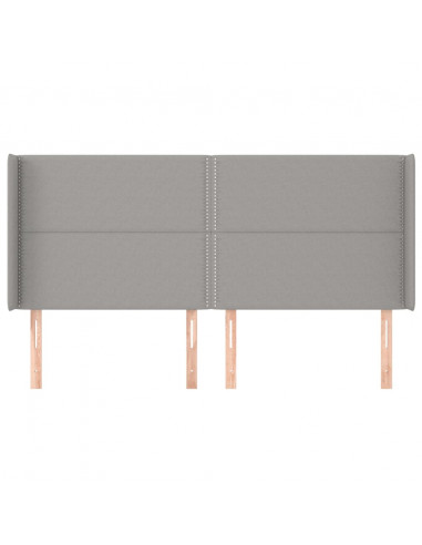 Testiera ad Orecchio Grigio Chiaro 183x16x118/128 cm in Tessuto