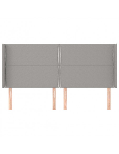 Testiera ad Orecchio Grigio Chiaro 183x16x118/128 cm in Tessuto