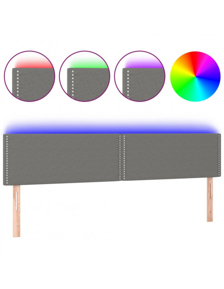 Testiera a LED Grigio Scuro 180x5x78/88 cm in Tessuto