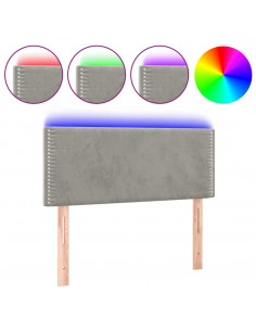 Testiera a LED Grigio Chiaro 100x5x78/88 cm in Velluto 2