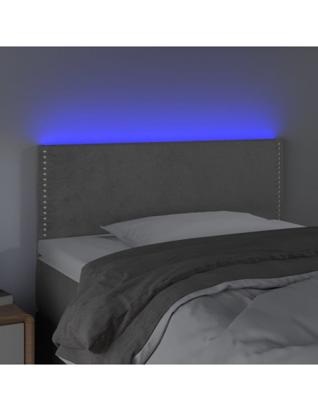 Testiera a LED Grigio Chiaro 100x5x78/88 cm in Velluto