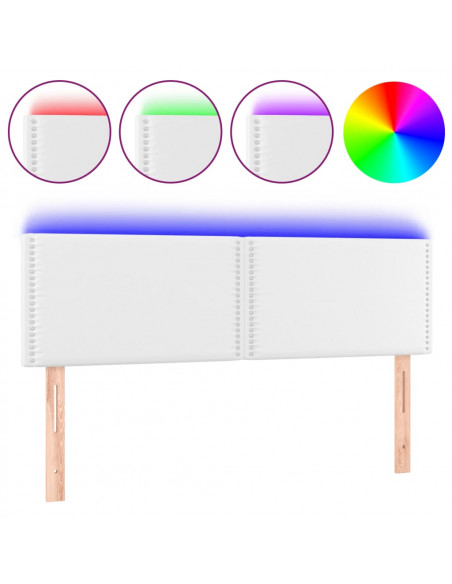 Testiera Bianca a LED 144x5x78/88 cm in Similpelle