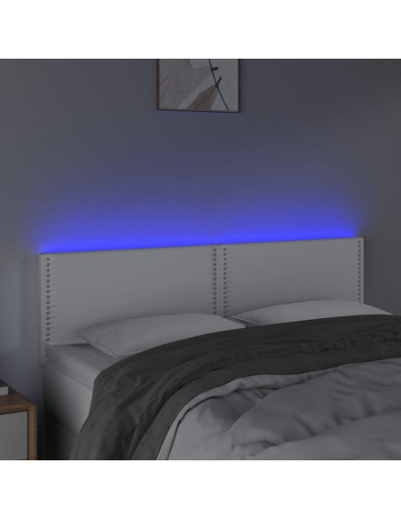 Testiera Bianca a LED 144x5x78/88 cm in Similpelle