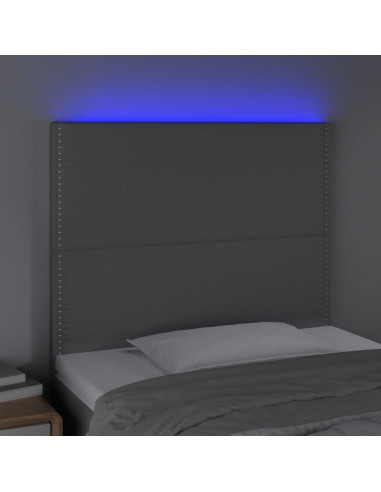 Testiera a LED Grigio Chiaro 90x5x118/128 cm in Tessuto