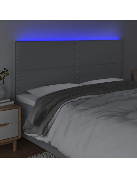 Testiera a LED Grigio Chiaro 180x5x118/128 cm in Tessuto