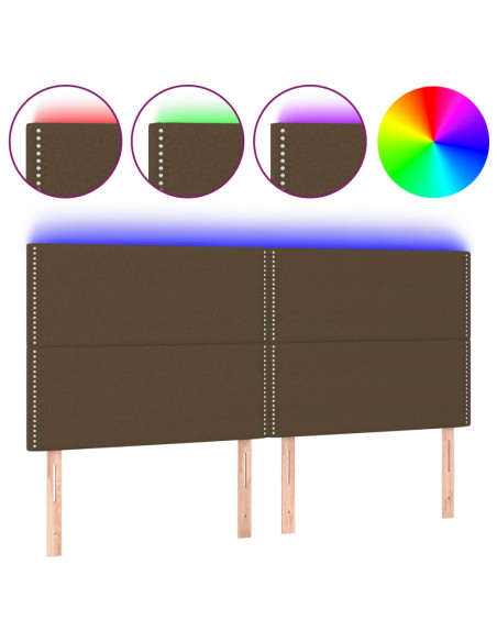 Testiera a LED Marrone Scuro 160x5x118/128 cm in Tessuto