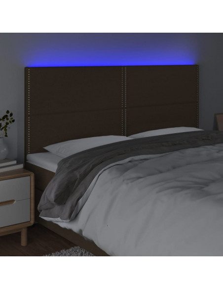 Testiera a LED Marrone Scuro 160x5x118/128 cm in Tessuto