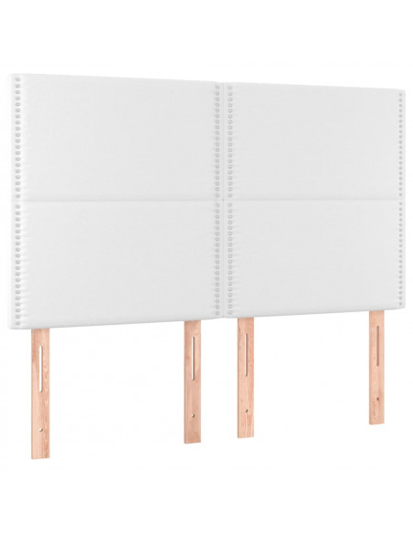 Testiera a LED Bianco 144x5x118/128 cm in Similpelle