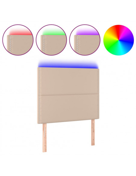 Testiera a LED Cappuccino 80x5x118/128 cm in Similpelle
