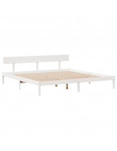 Giroletto senza Materasso Bianco 200x200 cm Legno Massello Pino 2