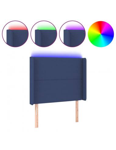 Testiera a LED Blu 93x16x118/128 cm in Tessuto