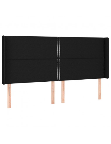 Testiera a LED Nera 183x16x118/128 cm in Tessuto