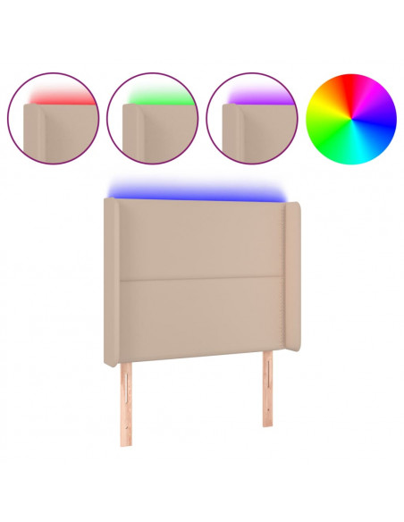 Testiera a LED Cappuccino 83x16x118/128 cm in Similpelle