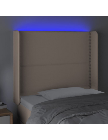 Testiera a LED Cappuccino 83x16x118/128 cm in Similpelle