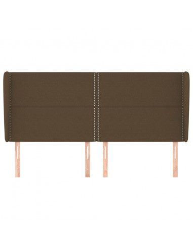 Testiera ad Orecchio Marrone Scuro 163x23x118/128 cm in Tessuto