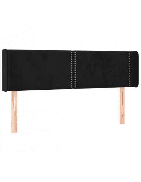 Testiera ad Orecchio Nera 147x16x78/88 cm in Velluto