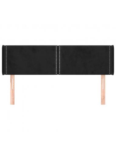 Testiera ad Orecchio Nera 147x16x78/88 cm in Velluto