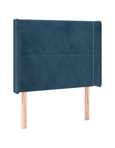 Testiera ad Orecchio Blu Scuro 83x16x118/128 cm in Velluto