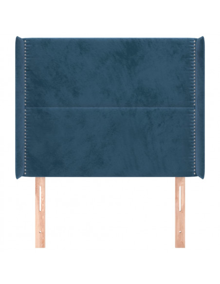 Testiera ad Orecchio Blu Scuro 83x16x118/128 cm in Velluto
