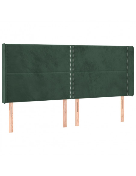 Testiera ad Orecchio Verde Scuro 163x16x118/128 cm in Velluto