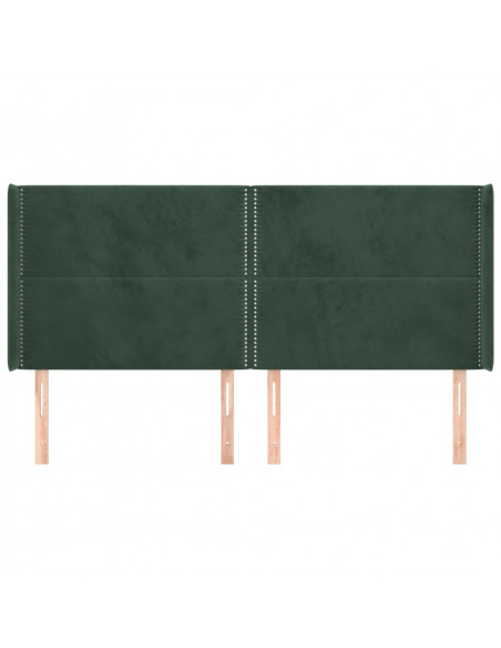 Testiera ad Orecchio Verde Scuro 163x16x118/128 cm in Velluto