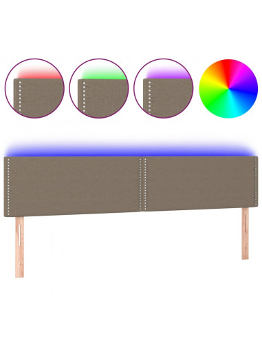 Testiera a LED Tortora 180x5x78/88 cm in Tessuto