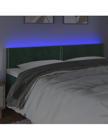 Testiera a LED Verde Scuro 160x5x78/88 cm in Velluto