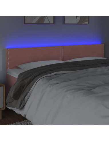 Testiera a LED Rosa 200x5x78/88 cm in Velluto