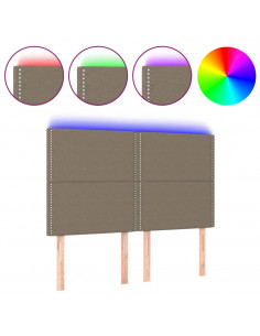 Testiera a LED Tortora 144x5x118/128 cm in Tessuto 2