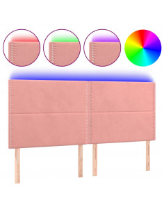 Testiera a LED Rosa 160x5x118/128 cm in Velluto 2